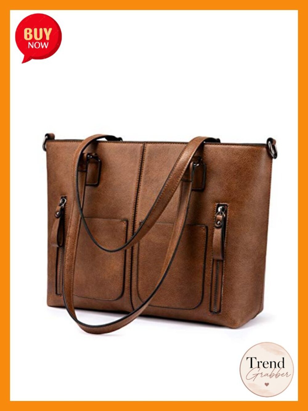 Retro Large Shoulder Hobo Bag, Faux Leather Work Tote with Multi-Pockets